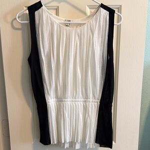 J. Crew Black and White Pleated Sleeveless Blouse